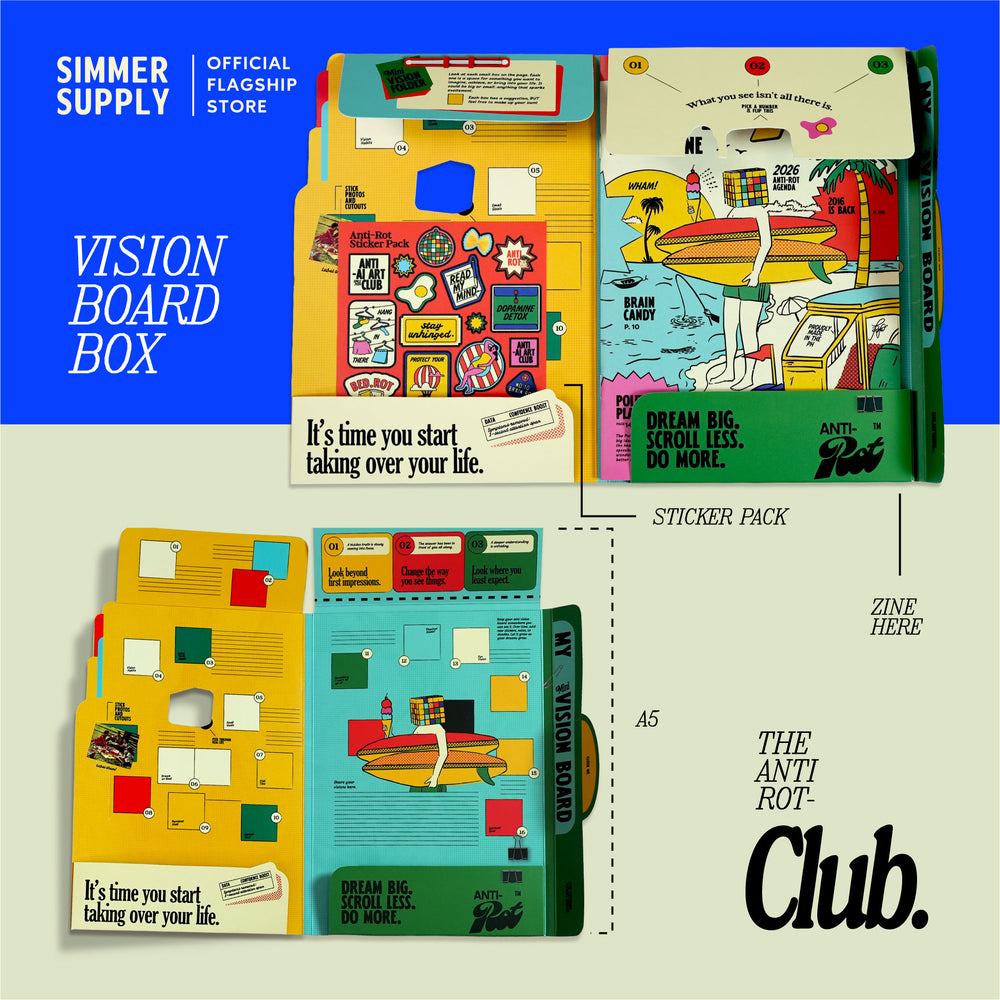 Anti-Rot Zine: Creative Magazine (Crossword, Mini-Games, Articles, Stickers, Postcard, Vision Board)