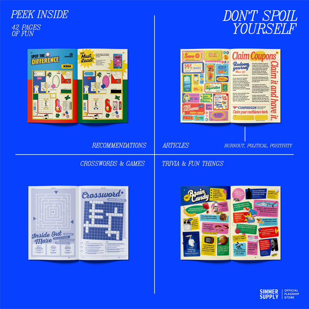 Anti-Rot Zine: Creative Magazine (Crossword, Mini-Games, Articles, Stickers, Postcard, Vision Board)