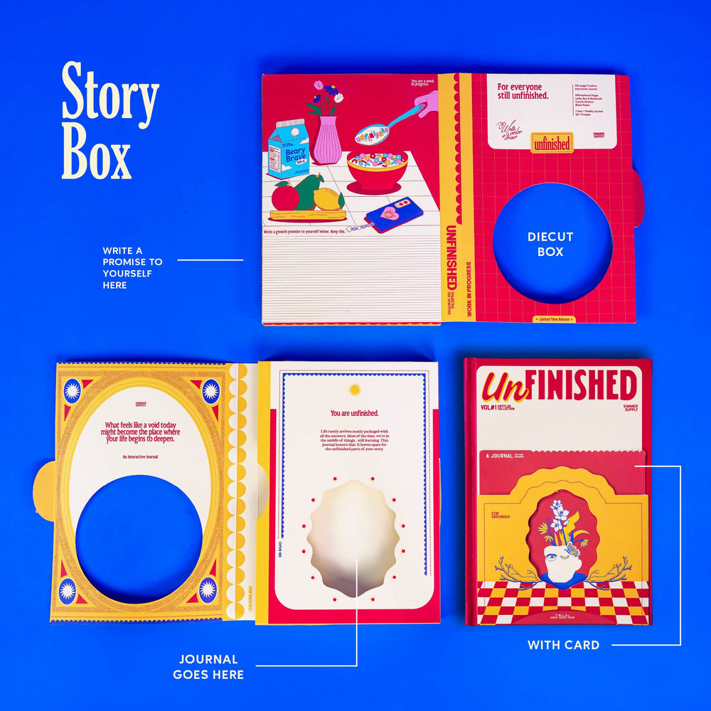 Unfinished Journal | A Creative Growth Journal | Interactive Writing, Drawing & Coloring Journal Set