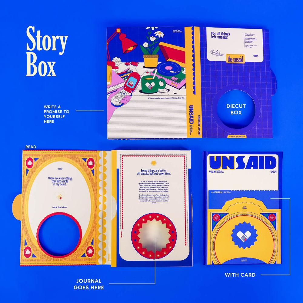 Unsaid Journal | A Healing, Reflection & Mental Wellness Journal Set | Writing Journal with Stickers, Bookmark & Gift Box
